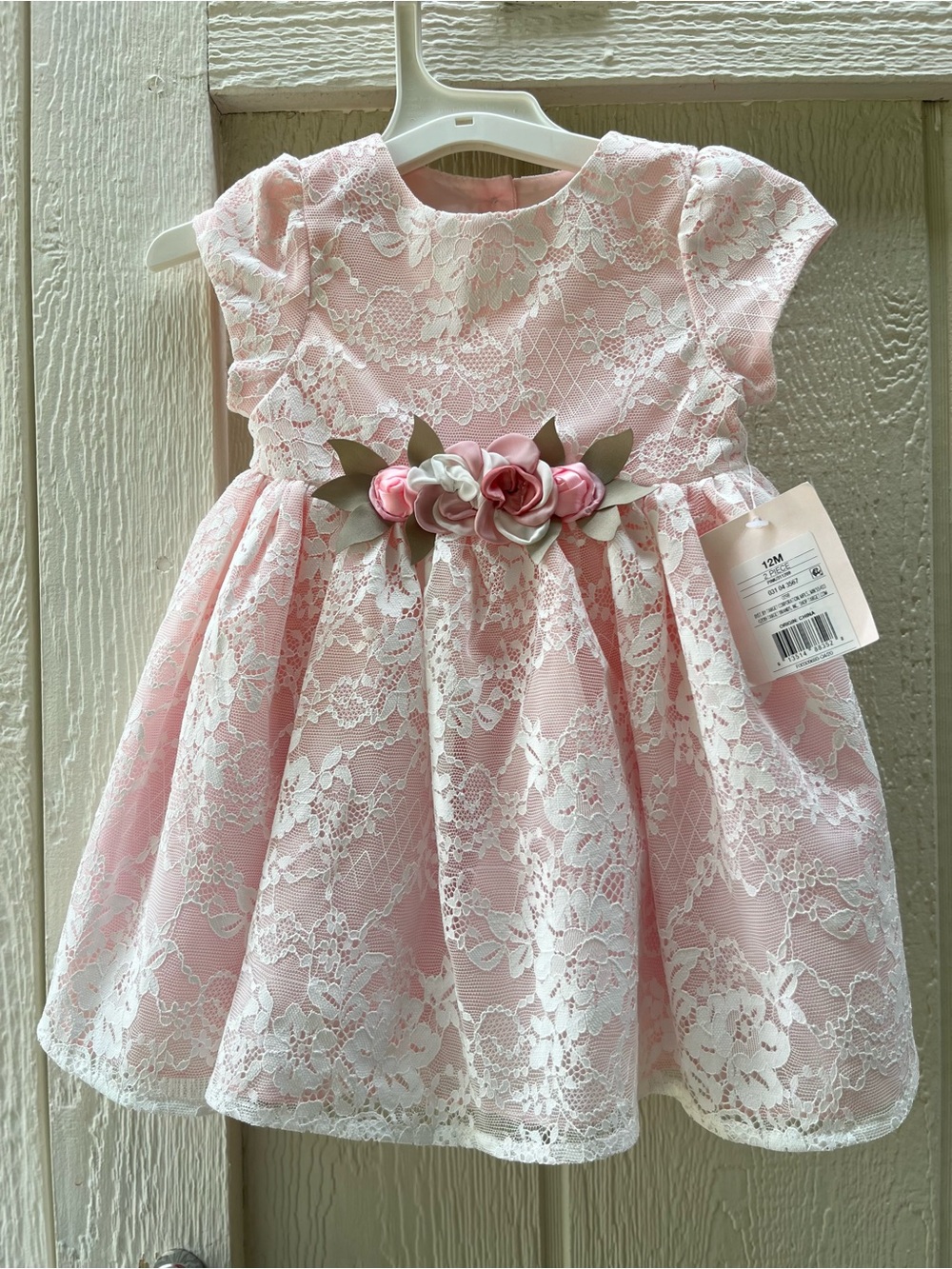 NWT Pink Lace Floral Waistband Baby Dress